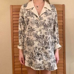 Vintage 90s Victoria's Secret Gold Label Renaissance Print Robe Small